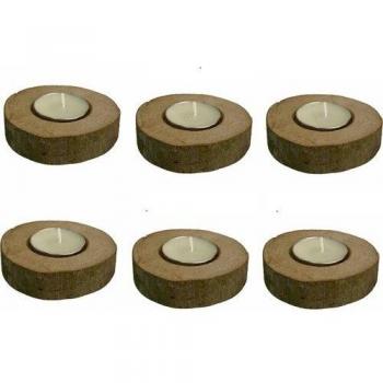 Waxed Wood Candle Holders