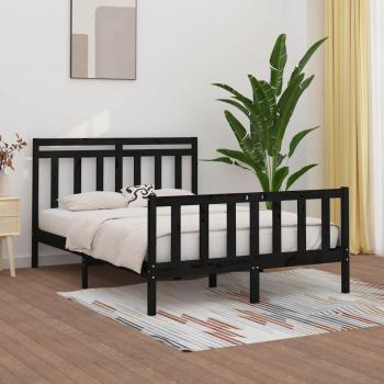Cama de pino macizo negra 150x200 cm