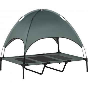 Cama Elevada PawHut para Mascotas Portátil con Toldo Extraíble 122x92x108 cm Gris