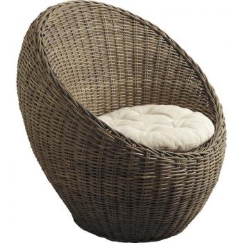 Sillón redondo gris en poelet
