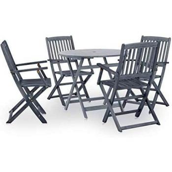 Set Mobili da Esterno Acacia 5 Pezzi – Colore Grigio Scuro