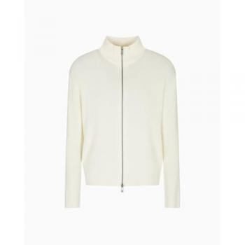 Armani Exchange Ribbed Cardigan, Off‑White, XS – Full Zip