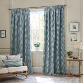 Blue Polyester Pinch Pleat Curtain Panel – 89.76 cm Width × 137 cm Drop