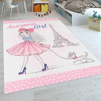Tappeto per Bambini con Stampa Torre Eiffel 140x200 cm