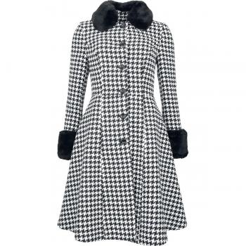 White & Black Houndstooth Voodoo Vixen Faux Fur Trim Blazer