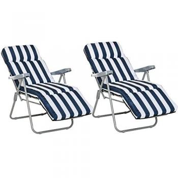 Outsunny Blue Adjustable Reclining Loungers