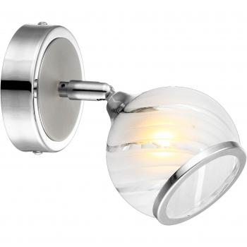 Nickel‑Matt Leuchte mit chromierter Glasballon, 100×165 mm – G9 33 W