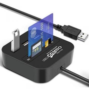 Hub Multi-USB avec Lecteur de Carte à Puce pour Connecter Souris, Clavier et Disque U