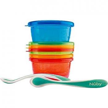Nûby Pick Nick 4-pack babyschaaltjes 240 ml met 2 warmtesensorlepels