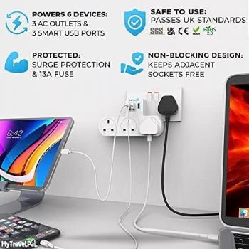 MyTravelPal Triple Socket with 3 USBs