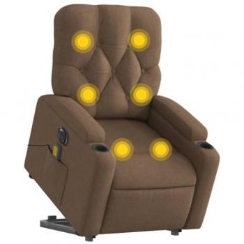 Fauteuil inclinable avec fonction massage en tissu marron