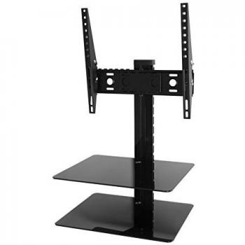 PrimeView Tilt‑Turn TV Bracket with Premium Glass Shelves