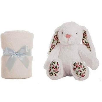 PELUCHE CONEJO CON MANTA COLOR BLANCO