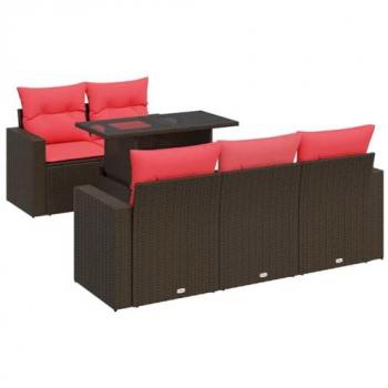 Mobilier de jardin 6 pièces marron avec coussins en acacia