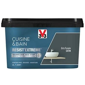 V33 Peinture Monocouche Resist'Extrême Satin Gris Fusain 2L