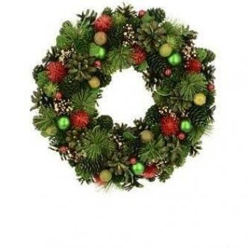 VerdantVibe 33 cm Green Cone Wreath