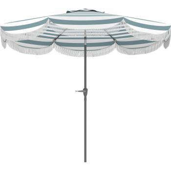 Outsunny Outdoor Sonnenschirm mit Fransen, 180 g/m², 2,7 x 2,4 m