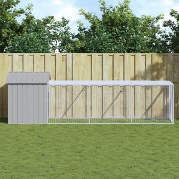 VidaXL Gallinero con corral acero galvanizado gris claro 117x405x123cm