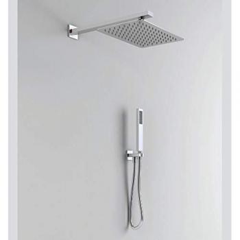 Kit Doccia Rettangolare Completo 30x20 cm con Soffione e Doccetta in PVC