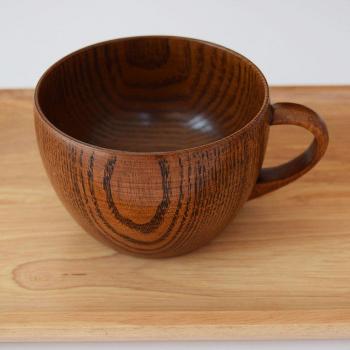 Retro Houten Bekers voor Ontbijt en Bier