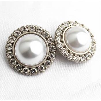 Botones decorativos de perlas doradas y diamantes de imitación, 10 piezas, 15/20/25mm