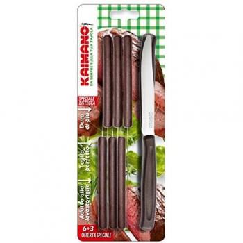 Kaimano Dinamik Steakmesser (Stahl) – 28 cm Länge, 10 cm Breite, 2 cm Dicke – 9‑teilig – Braun