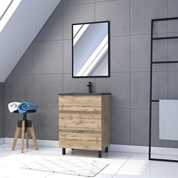 Meuble Salle de Bain 60 cm – Pack Bois & Noir