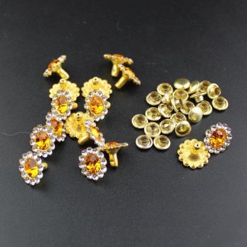 50/100 Pcs Sunflower Crystal Rivets for Leather Accessories