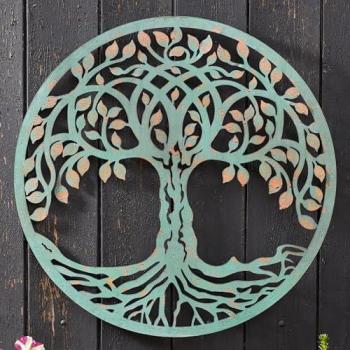 Green Verdigris Tree of Life Canvas – 50 cm Easy‑Hang Exterior