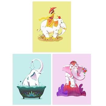 Pastel Parade: 3 Elephant Print Collection for Children’s Rooms