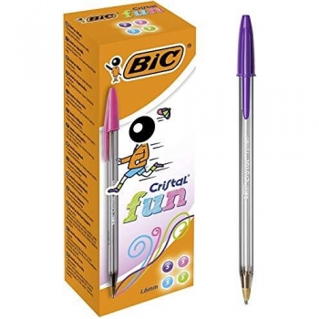 BIC Cristal Fun Wide Tip Ballpoint Pens, 1.6mm, Box of 20