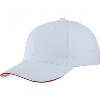 Myrtle Beach Adults Light Brushed Sandwich Cap (One Size) (White/Red)