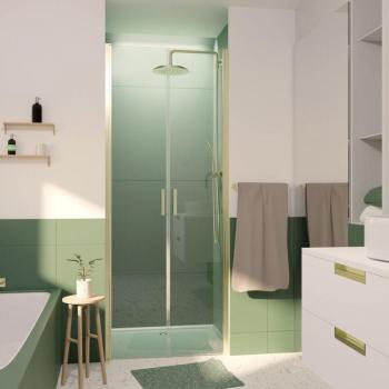 Porte de douche pivotante Aurlane 80 cm – verre trempé 6 mm – cadre or brossé