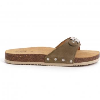 Scholl Pescura Ciabatte Flat in Sughero Khaki Taglia 40