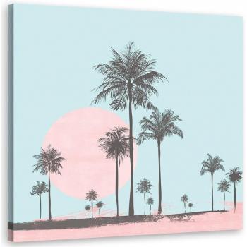 Escena de Palmera Enigmática Azul 30x30 en Lienzo
