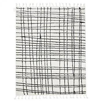 Done.® Teppich »RIVER«, rechteckig, 10 mm Höhe, modernes Scandi Design, kariert, Hoch-Tief Effekt, mit Fransen