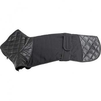 Cappotto in pelle nera di alta qualità per cani greyhound, marchio Croci, taglia 60 cm