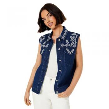 Oasis Cutwork Embroidered Denim Gilet
