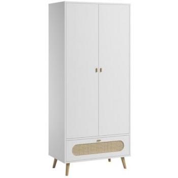 Armario 2 puertas y 1 cajón con rejilla de ratán 85 x 195 cm
