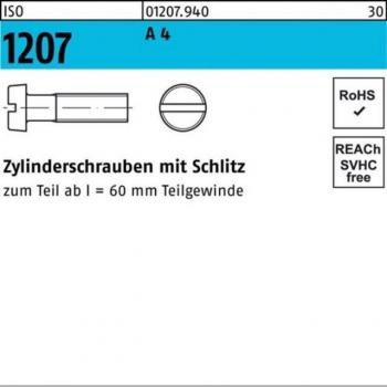 Zylinderschraube M3x10 mm – ISO 1207, A4, Packung 200
