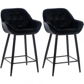 Bar Sgabelli 76 cm Gibson Velluto Nero