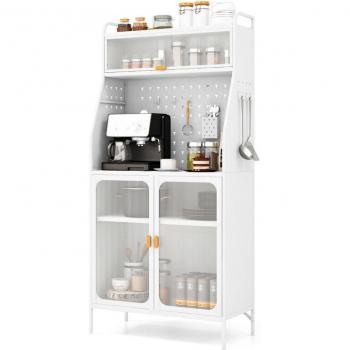 Meuble de rangement avec panier et portes en verre