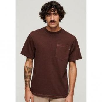 Superdry Maglia a Maniche Corte con Tasche e Cuciture Contrastanti, Lavata Marrone, 2XL