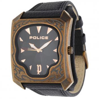 Police Demon Black Mens Watch – Leather Strap, Size 1