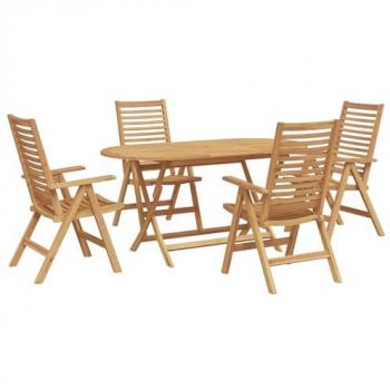 Vidaxl Brown Teak Dining Set for Outdoor Spaces