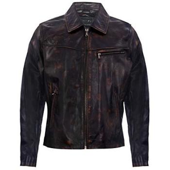 4XL Black Infinity Leather Harrington Cow Hide Jacket (Lima)