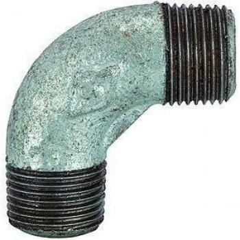 Riegler 9412 Winkel 94, 90 °, AG/AG, R 1/2, feuerverzinkter Temperguss