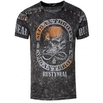T‑Shirt Rusty Neal Damen XL grau Anthrazit 100 % Baumwolle Rundhals mit Markenprint