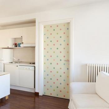 Autocollant Porte Vintage à Pois, 204 cm X 83 cm