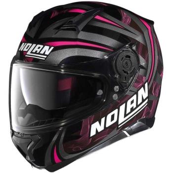 Policarbonato Nolan N87 Casco LED Color Negro y Rosa